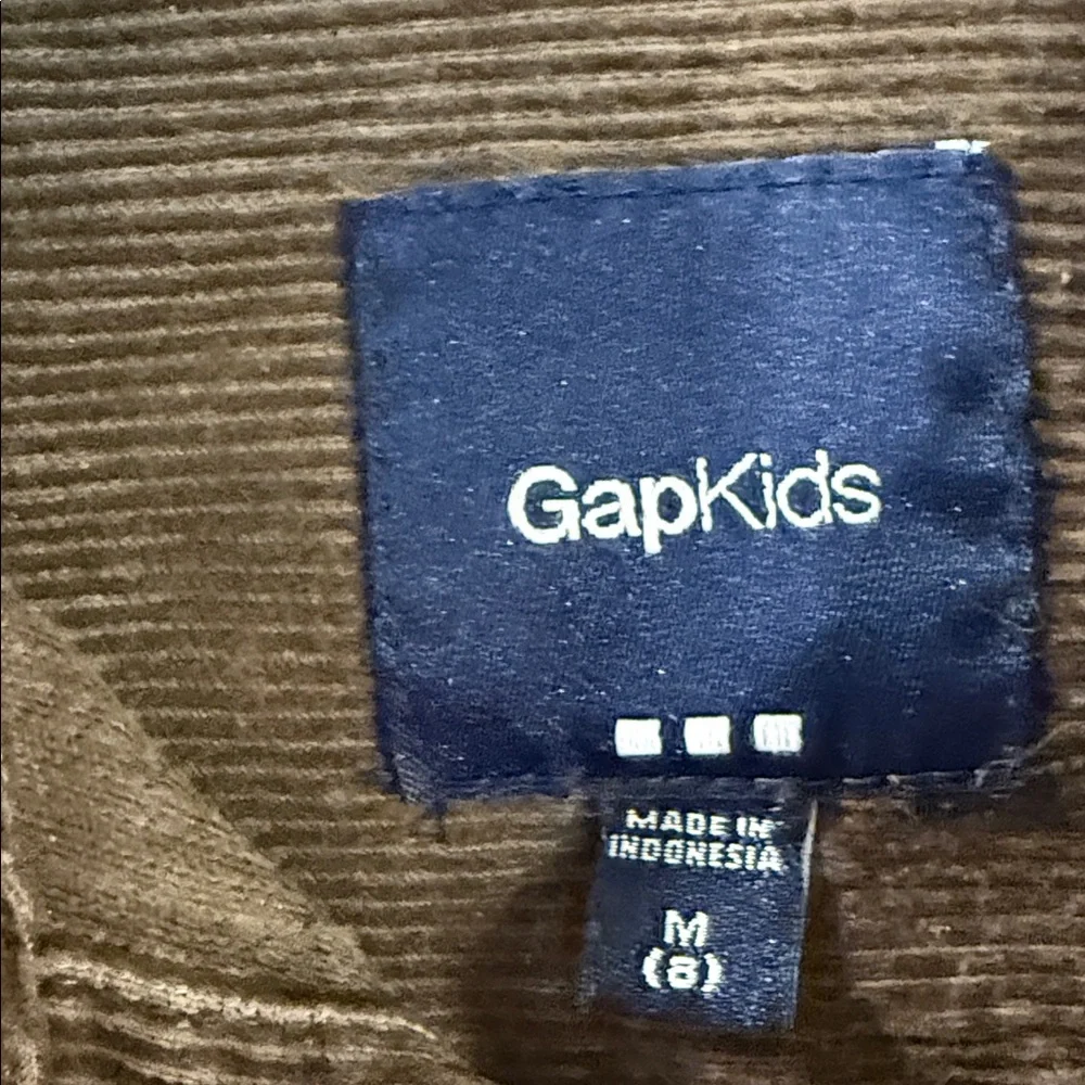 GapKids Corduroy Button Up Shirt Boys  Patches Patchwork Brown 8